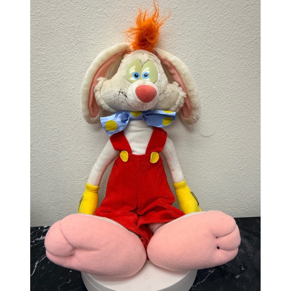 Vintage 1988 Playskool Disney Roger Rabbit Plush Red Corduroy Overalls 18 Inch